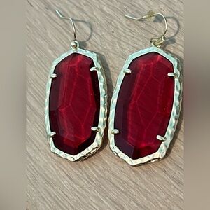 Kendra Scott Ruby Red and Gold Drop Earrings